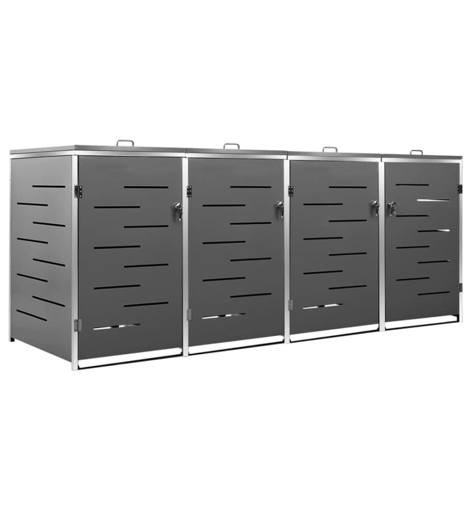 Mülltonnenbox für 4 Tonnen 276,5x77,5x112,5 cm Edelstahl