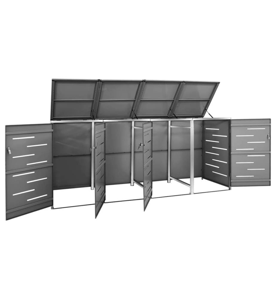 Mülltonnenbox für 4 Tonnen 276,5x77,5x112,5 cm Edelstahl