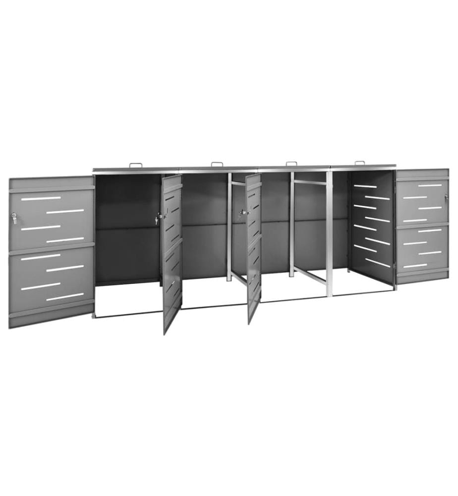 Mülltonnenbox für 4 Tonnen 276,5x77,5x112,5 cm Edelstahl
