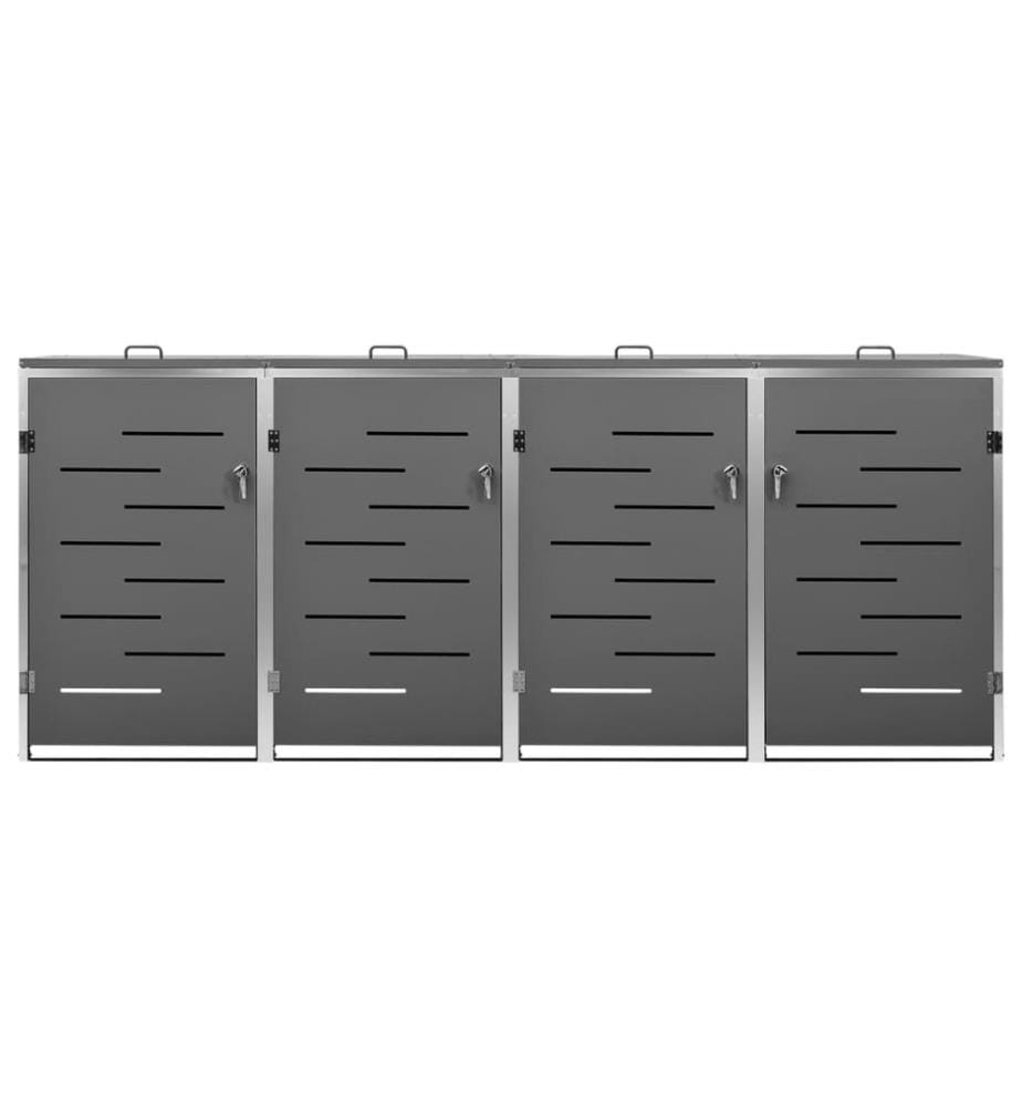 Mülltonnenbox für 4 Tonnen 276,5x77,5x112,5 cm Edelstahl