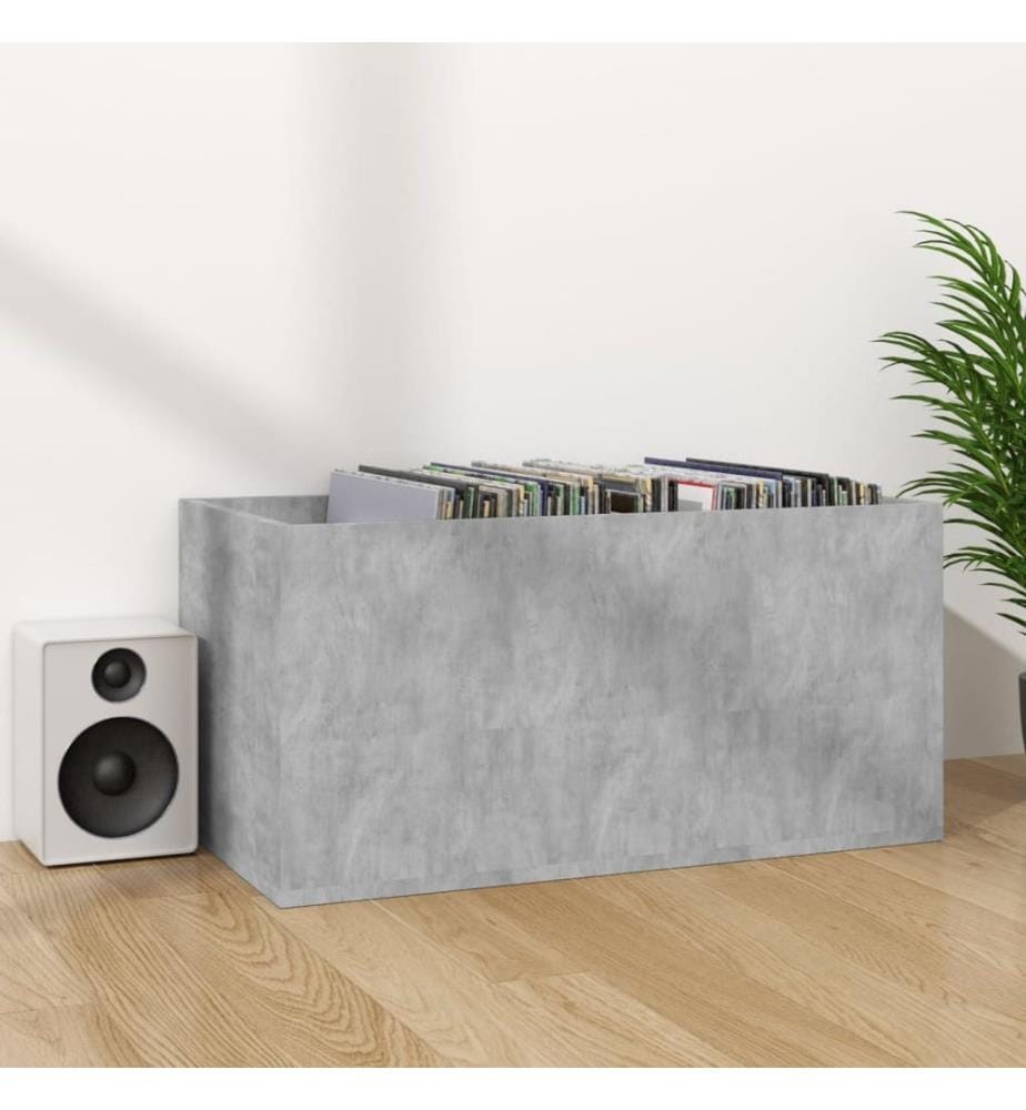Boîte de rangement de vinyles Gris béton 71x34x36 cm