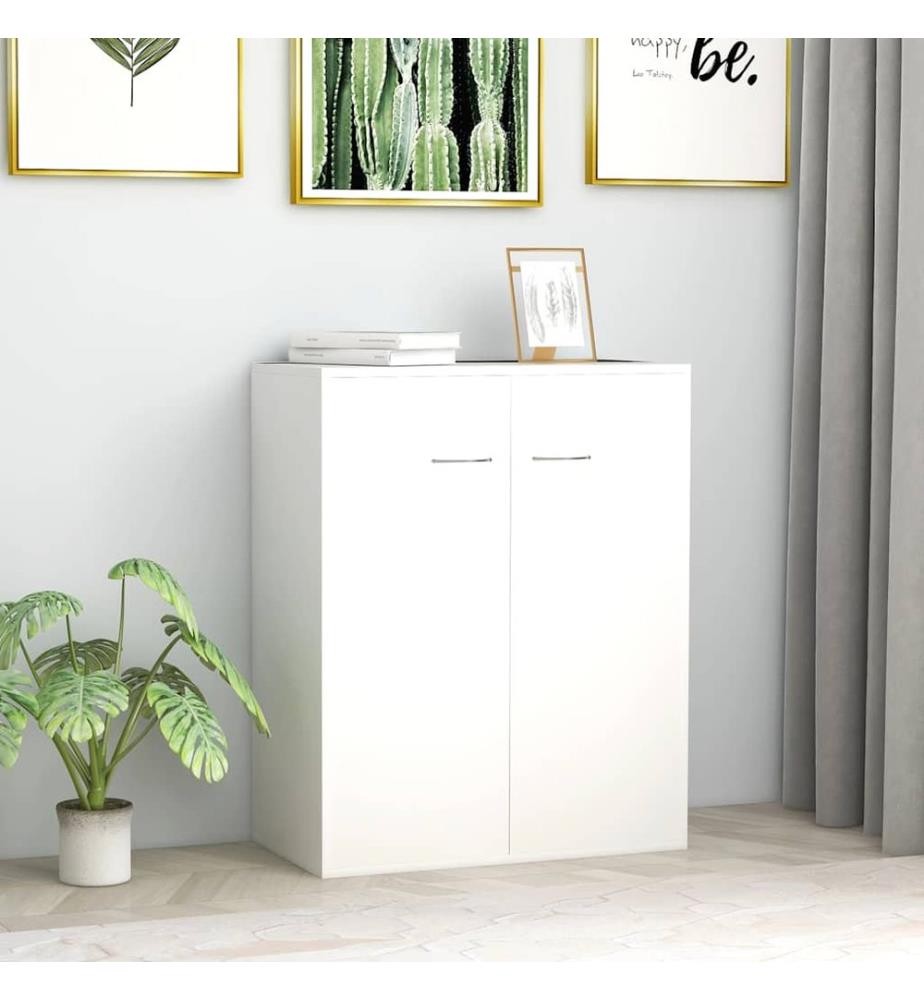 Buffet blanc 60x30x75 cm bois d'ingénierie