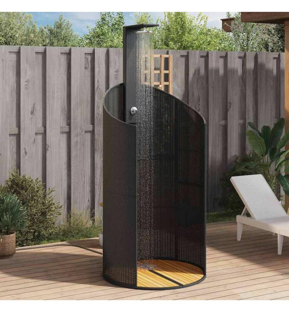 Gartendusche Schwarz 100x100x241,5 cm Poly Rattan Akazienholz