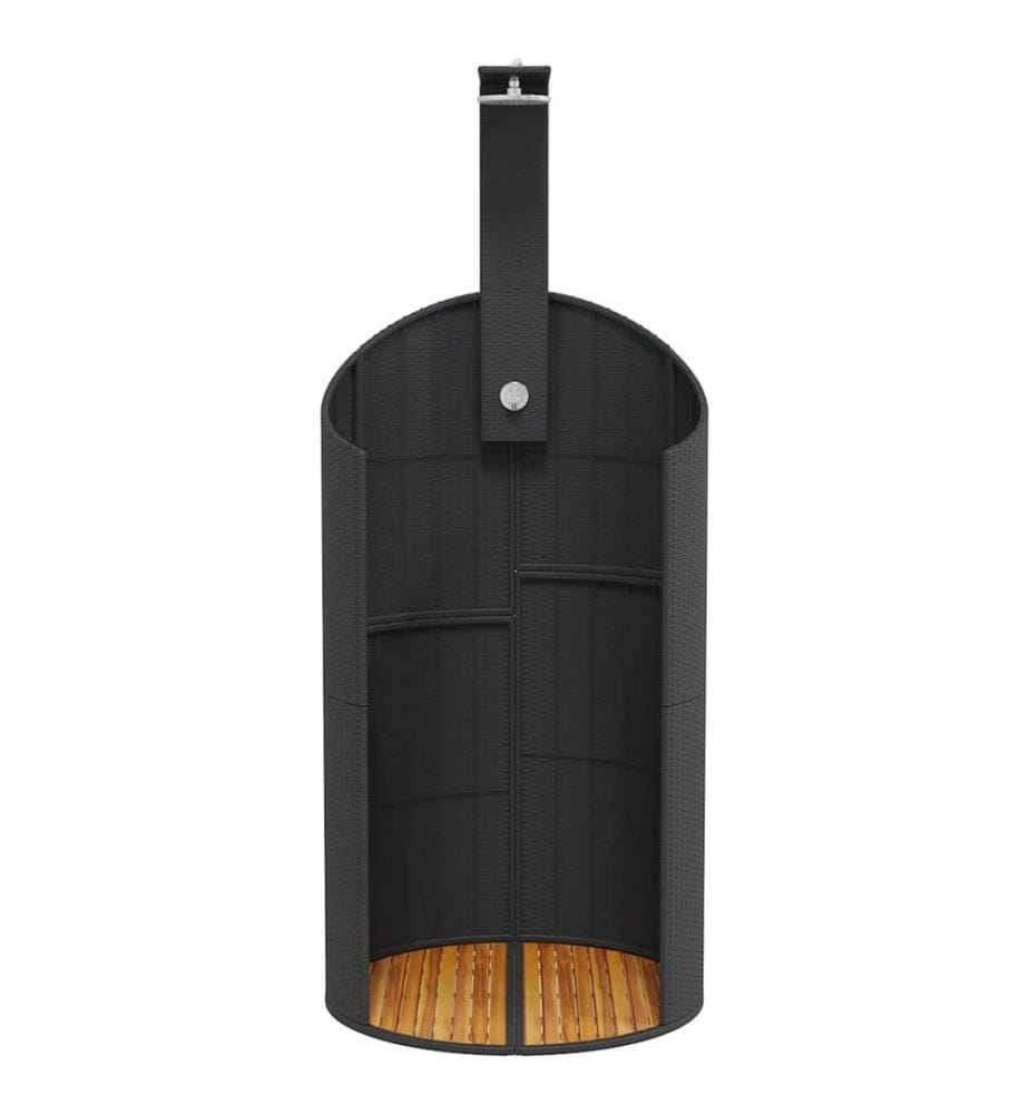Gartendusche Schwarz 100x100x241,5 cm Poly Rattan Akazienholz