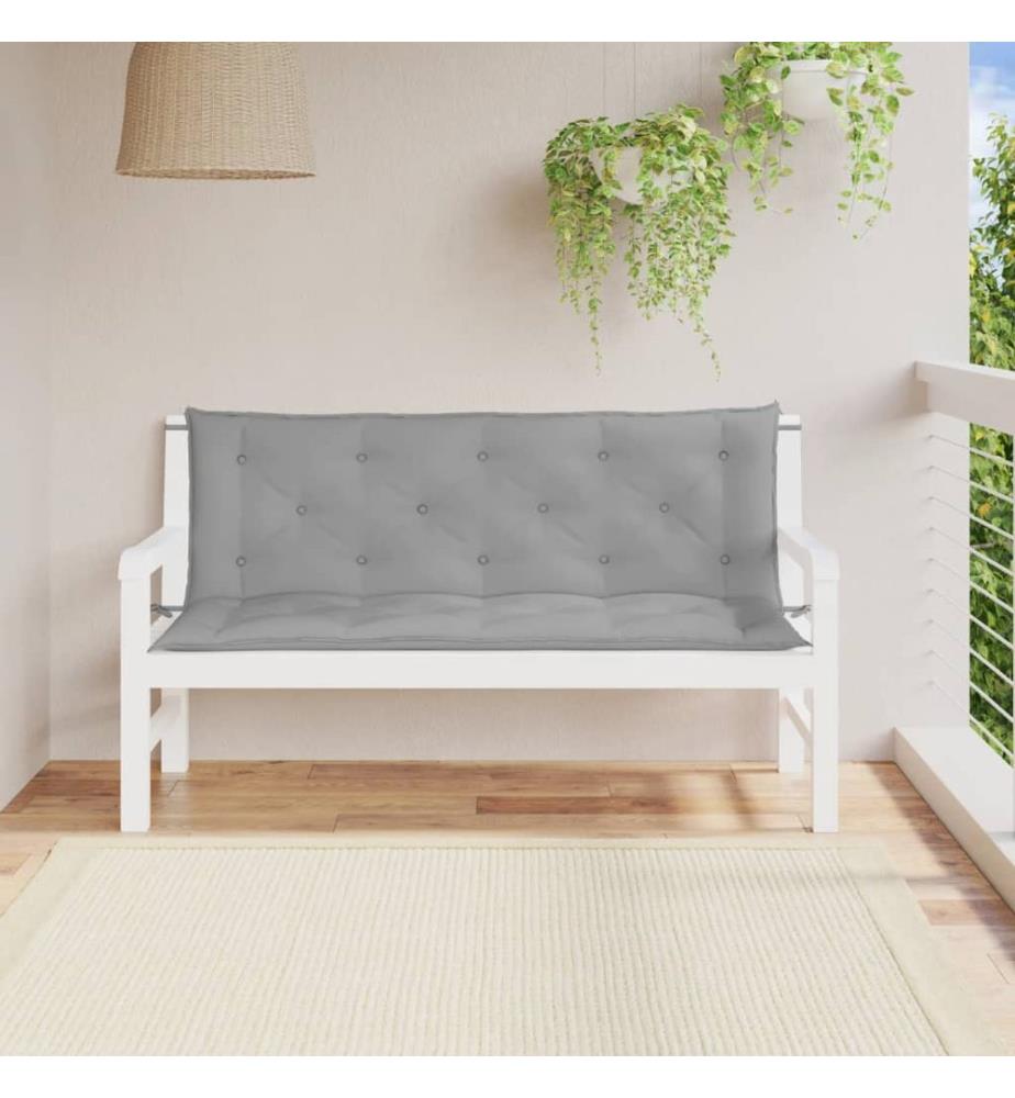 Cuscini per panca da giardino set di 2 grigio 150x50x7 cm tessuto Oxford