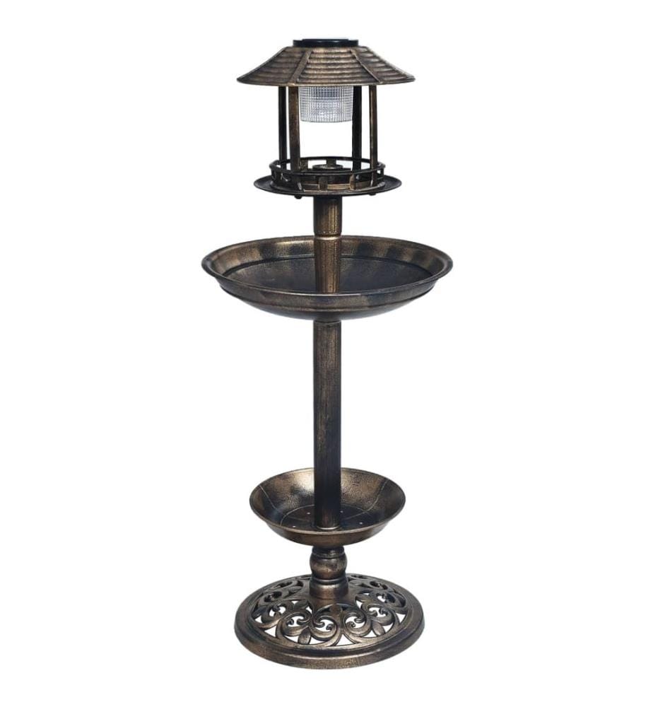 Deko Vogelbad mit Solarbetriebenen LED-Leuchten Kunststoff