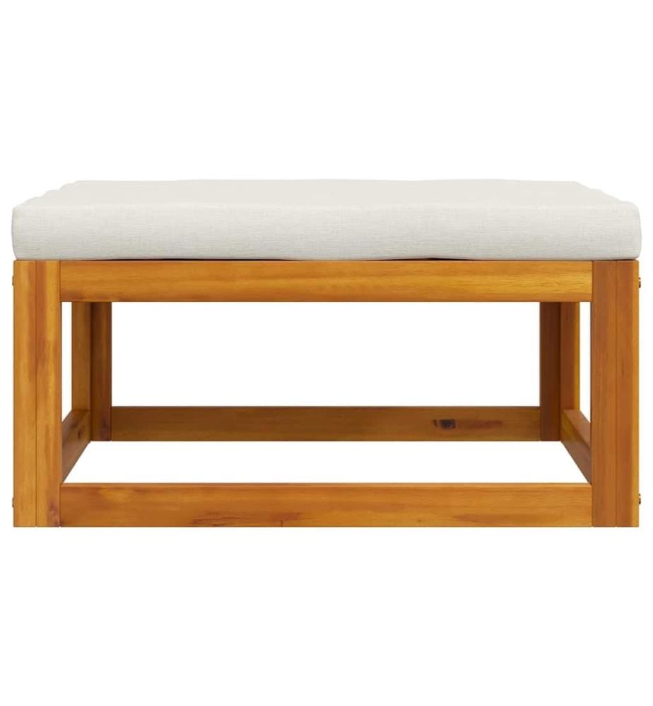 Repose-pied avec coussin blanc crème Bois d'acacia massif