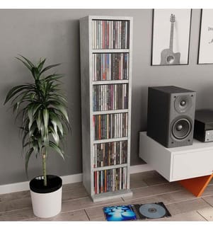 Armadio per CD Grigio cemento 21x20x88 cm Legno ingegnerizzato