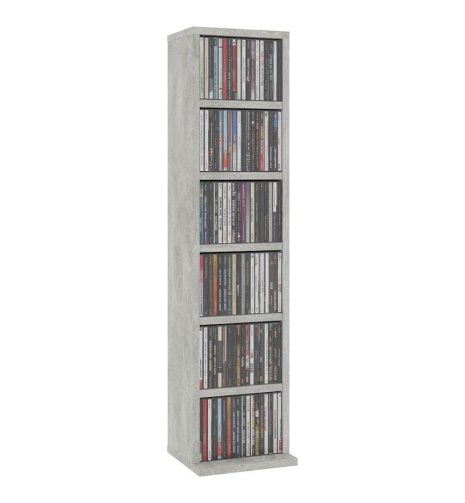 Armoire à CD Gris béton 21x20x88 cm Bois d'ingénierie