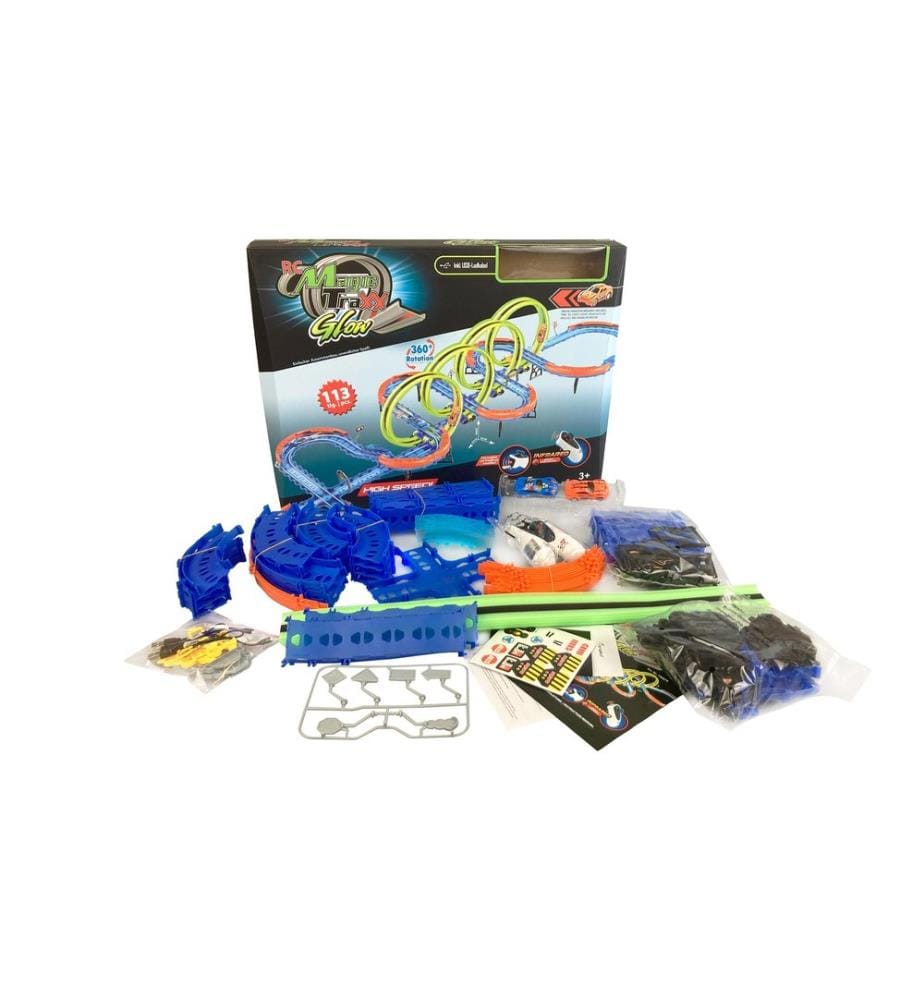 AMEWI - Piste de course Magic Traxx Glow 113 pièces avec 2 voitures