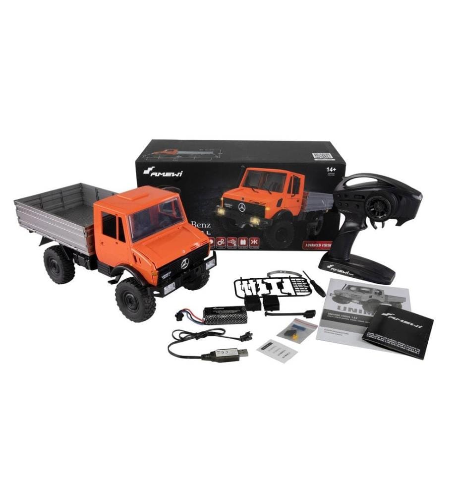 AMEWI - Mercedes-Benz Unimog Advanced 4WD Orange, RTR, 1:12