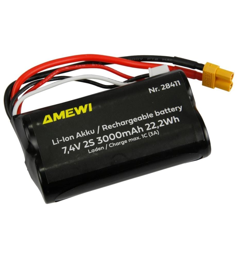 AMEWI - Batterie RC Li-Ion 2S 7.4 V 3000 mAh XT30
