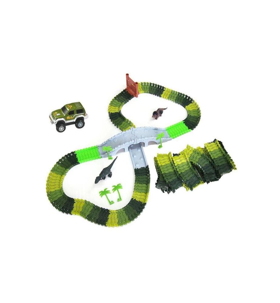 AMEWI - Magic Traxx Chemin de fer Dino Park Mini Set avec pont