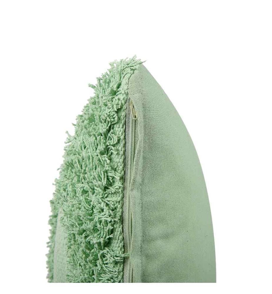 Coussin Décoratif en Coton Vert Clair 45 x 45 cm Motif Géométrique Accessoires de Décoration Boho