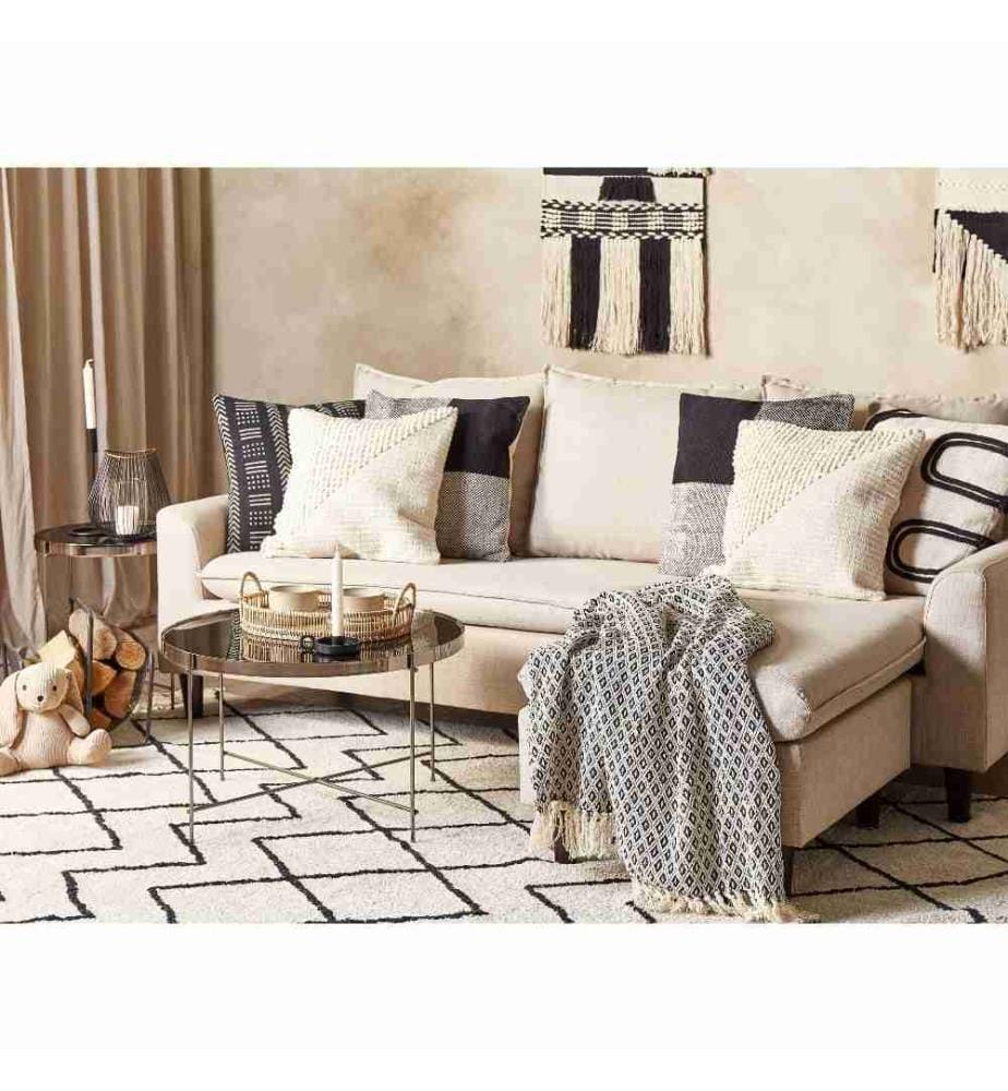 2er Set Dekokissen Beige und Creme 45 x 45 cm Elegantes Muster quadratisch Wohnaccessoire