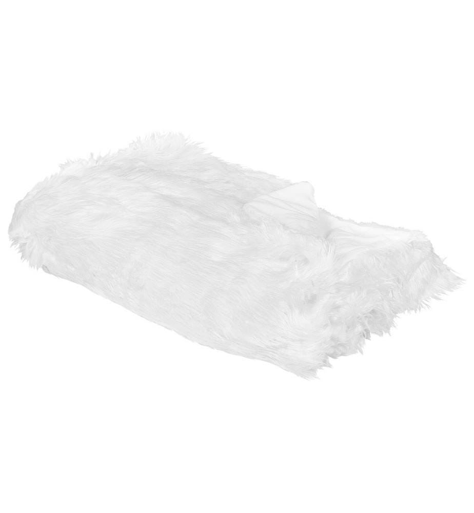 Kuscheldecke Weiss Acryl 150 x 200 cm Felloptik Modern Schlafzimmer Wohnzimmer Accessoire Deko Überwurf Wohndecke Sofadecke Tagesdecke