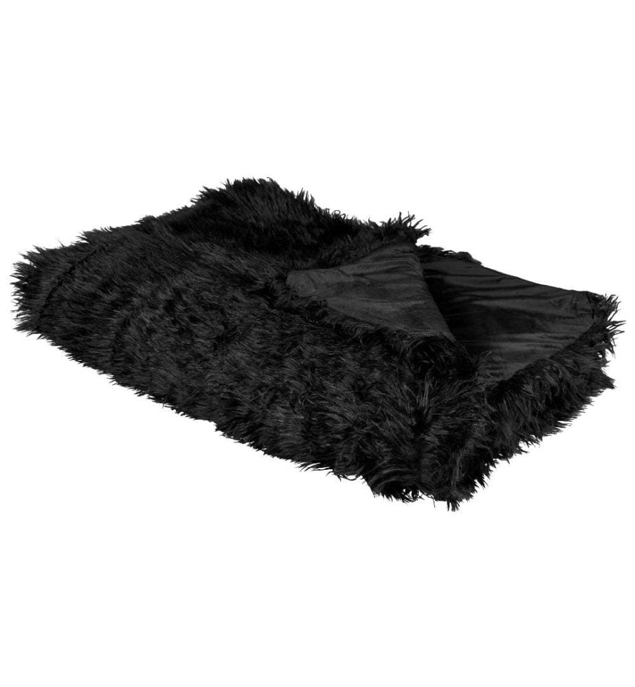 Kuscheldecke Schwarz Acryl 150 x 200 cm Felloptik Modern Schlafzimmer Wohnzimmer Accessoire Deko Überwurf Wohndecke Sofadecke Tagesdecke