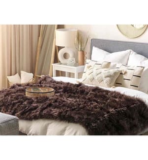 Kuscheldecke Braun Acryl 150 x 200 cm Felloptik Modern Schlafzimmer Wohnzimmer Accessoire Deko Überwurf Wohndecke Sofadecke Tagesdecke