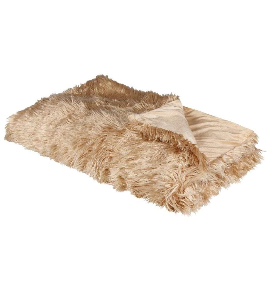 Kuscheldecke Hellbraun Acryl 150 x 200 cm Felloptik Modern Schlafzimmer Wohnzimmer Accessoire Deko Überwurf Wohndecke Sofadecke Tagesdecke
