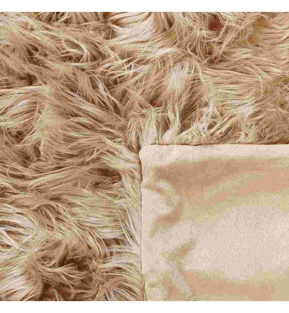 Kuscheldecke Hellbraun Acryl 150 x 200 cm Felloptik Modern Schlafzimmer Wohnzimmer Accessoire Deko Überwurf Wohndecke Sofadecke Tagesdecke
