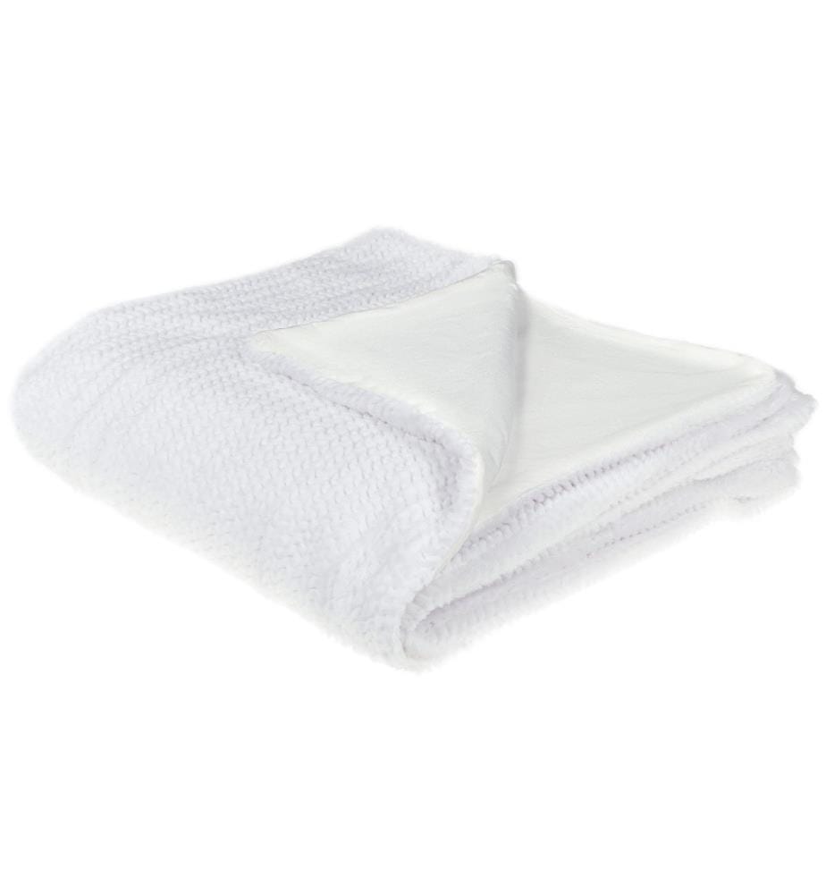 Plaid Blanc en Polyester 200 x 220 cm Couvre-Lit Très Doux Haute Qualité pour Chambre et Salon Cosy Accessoire Intérieur