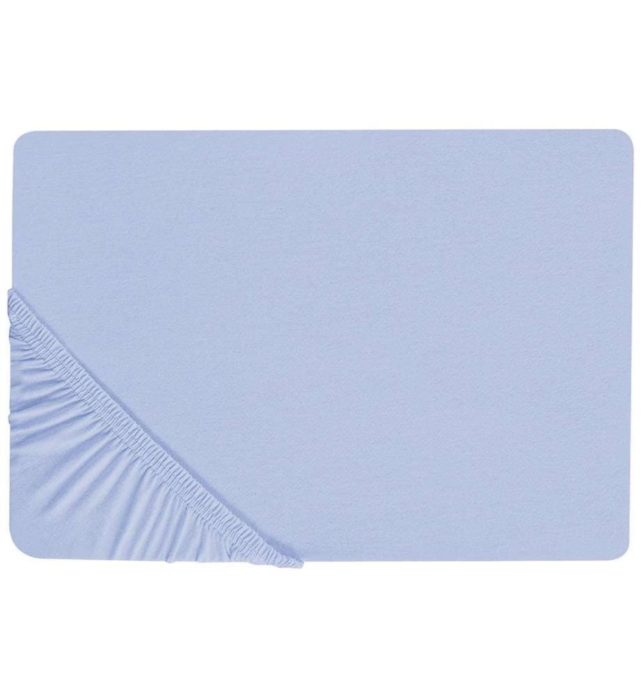 Drap-Housse en Coton Bleu Clair 160 x 200 cm Bordure Élastique Style Classique pour Chambre à Coucher Tendance Moderne