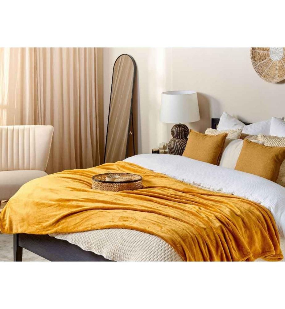 Couvre-Lit Orange en Polyester 200 x 220 cm Incroyablement Doux et Durable Facile à Entretenir Parfait pour le Lit ou Canapé