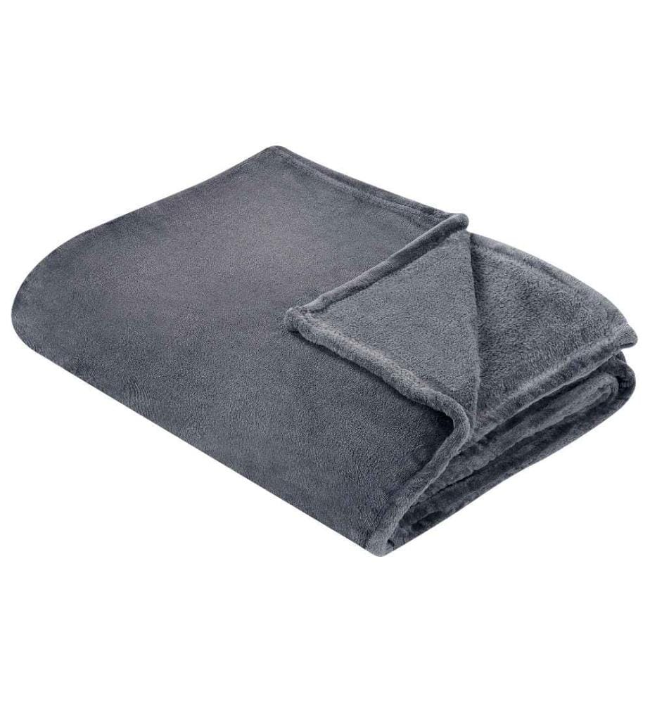 Kuscheldecke Grau Polyester Stoff 150 x 200 cm Einfarbig Modern Überwurf für Bett Sofa Couch Sessel Erwachsene Kinder Wohnzimmer Schlafzimmer