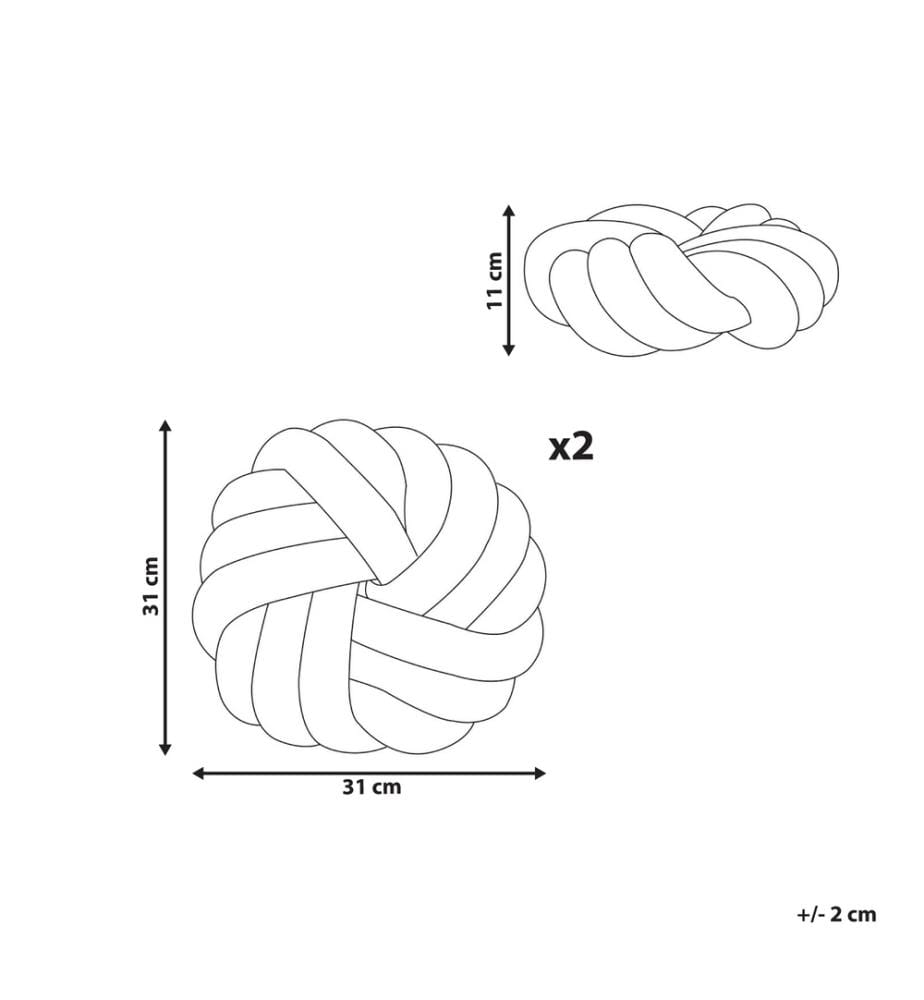 Graue Schleifenstoffkissen 31 x 11 cm in dekorativer und funktionaler runder Form für Schlafzimmer oder Wohnzimmer im skandinavischen Boho-Stil 2er-Set