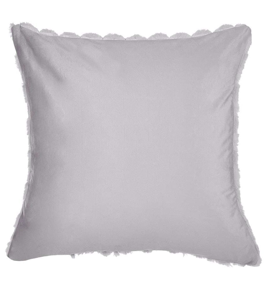 2er-Set hellgraue Kissen mit Kunstpelz 43 x 43 cm Flauschig mit Wabenmuster Abnehmbarer Bezug mit Füllung