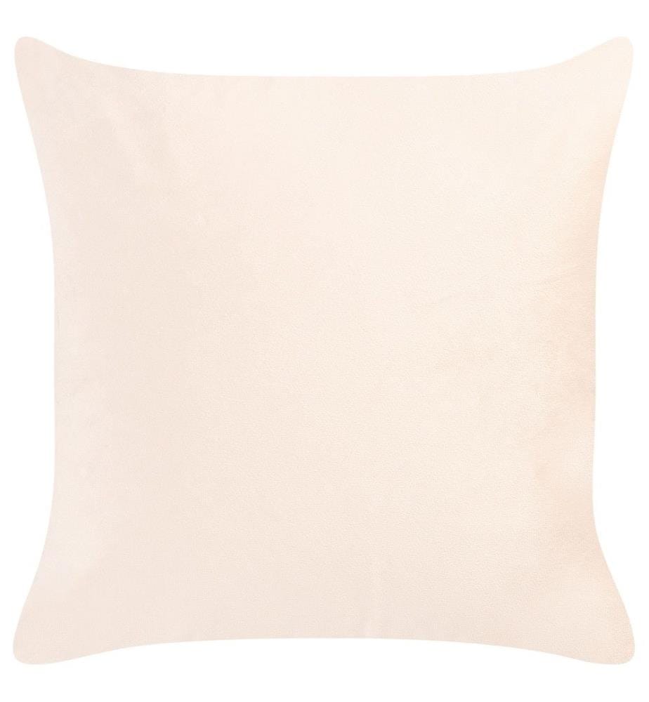 Coussins Décoratifs Beige en Velours 45 x 45 cm à Motif Géométrique et Perles Moelleux pour Intérieur Housse Amovible Lot de 2
