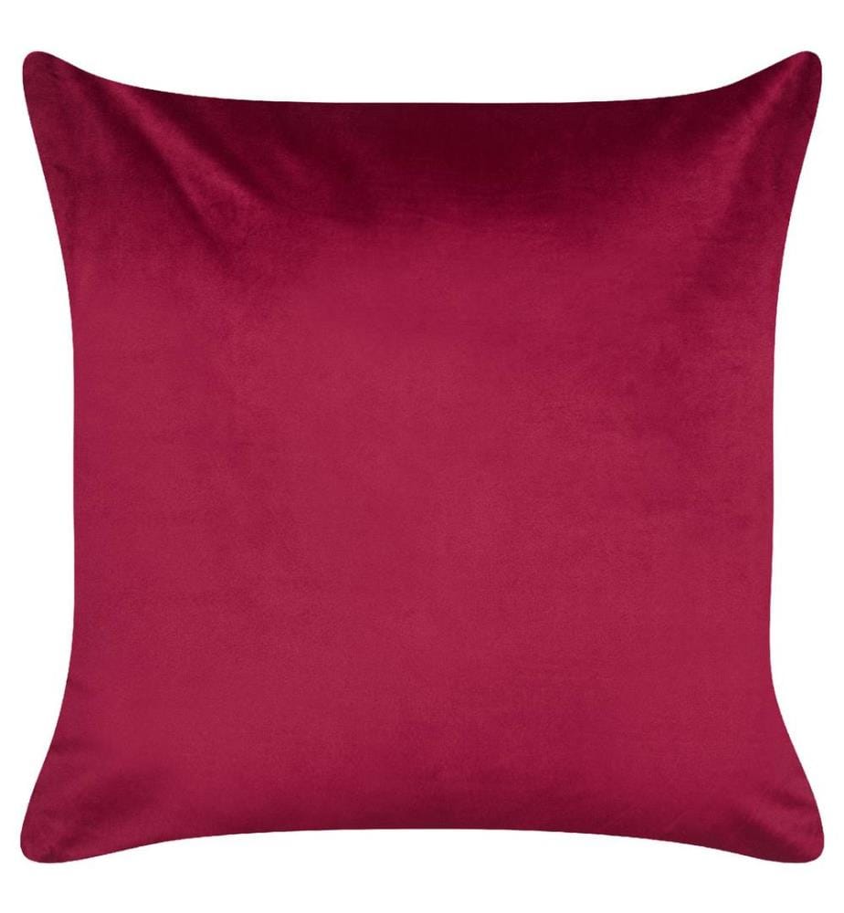 Set de 2 coussins de décoration en velours rouge 45 x 45 cm avec motif de sapin blanc doré Noël Coussins de Noël