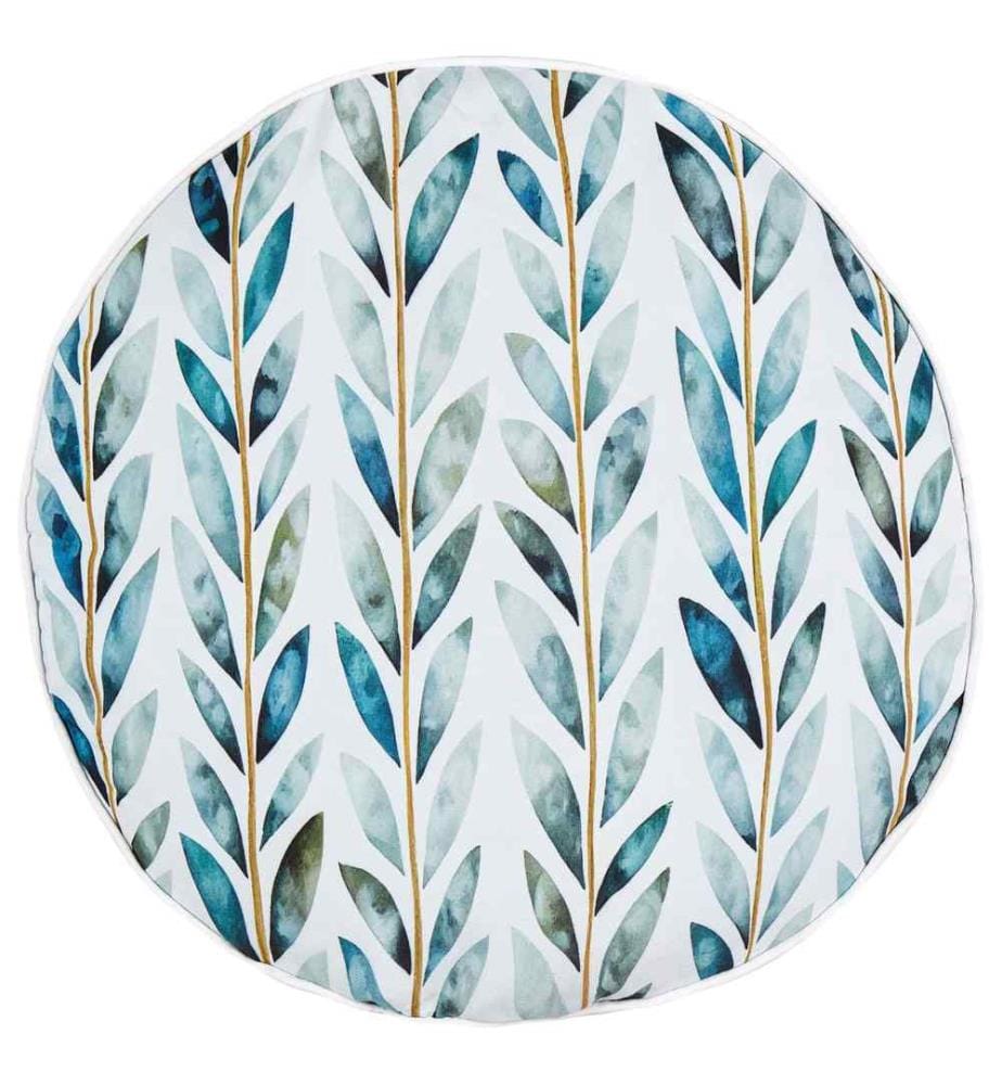 Lot de 2 coussins de jardin en polyester blanc et vert ? 40 cm Motif feuille carrée Design moderne Coussin décoratif