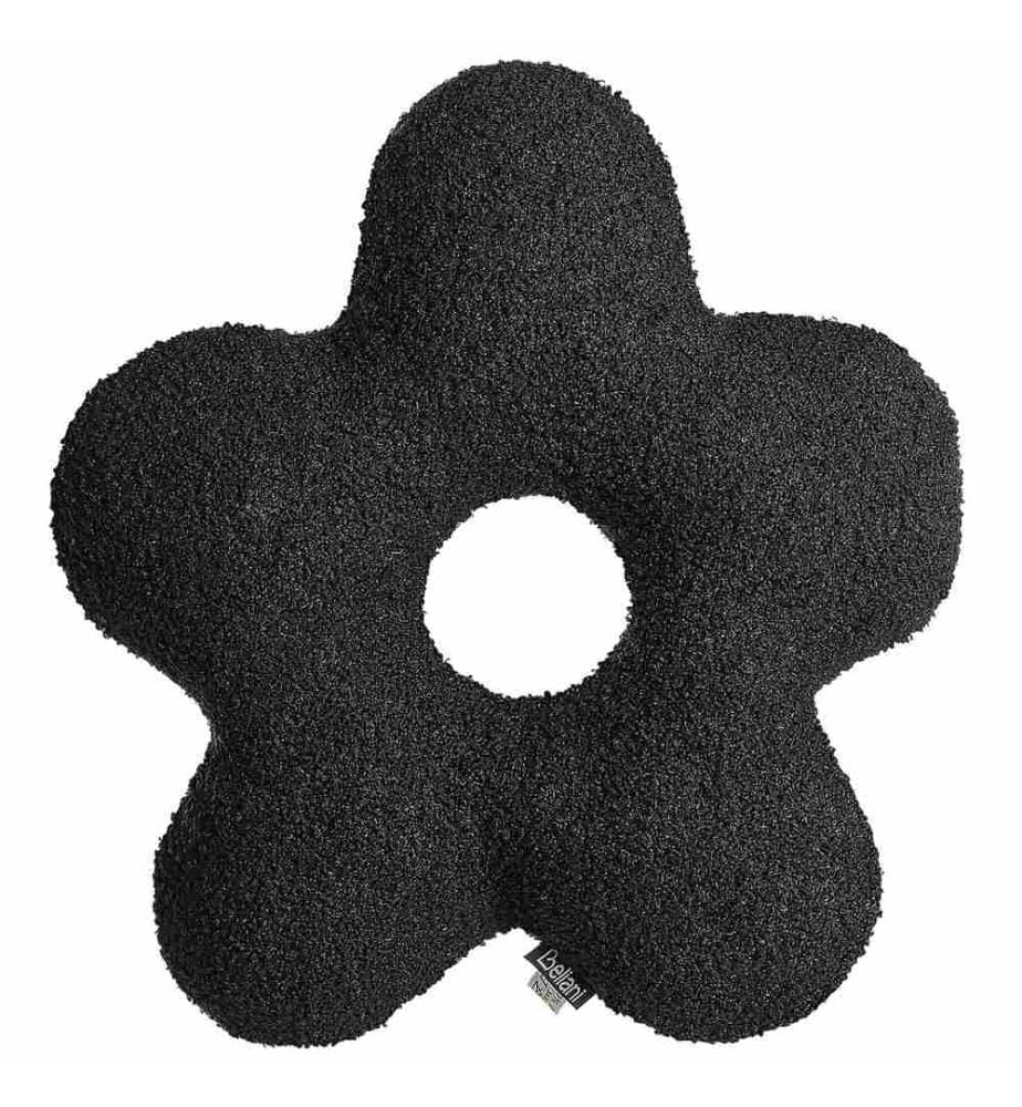Dekokissen 2er Set Schwarz Webpelz mit Füllung 40x40 cm Teddy-Optik Blumenform Modern Wohnzimmer Schlafzimmer Ausstattung Sofakissen Zierkissen