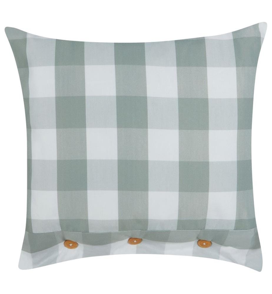 Dekokissen 2er Set Mintgrün / Weiss Karomuster 45 x 45 cm Quadratisch mit Knöpfen für Wohnzimmer Schlafzimmer Sofa Sessel Bett