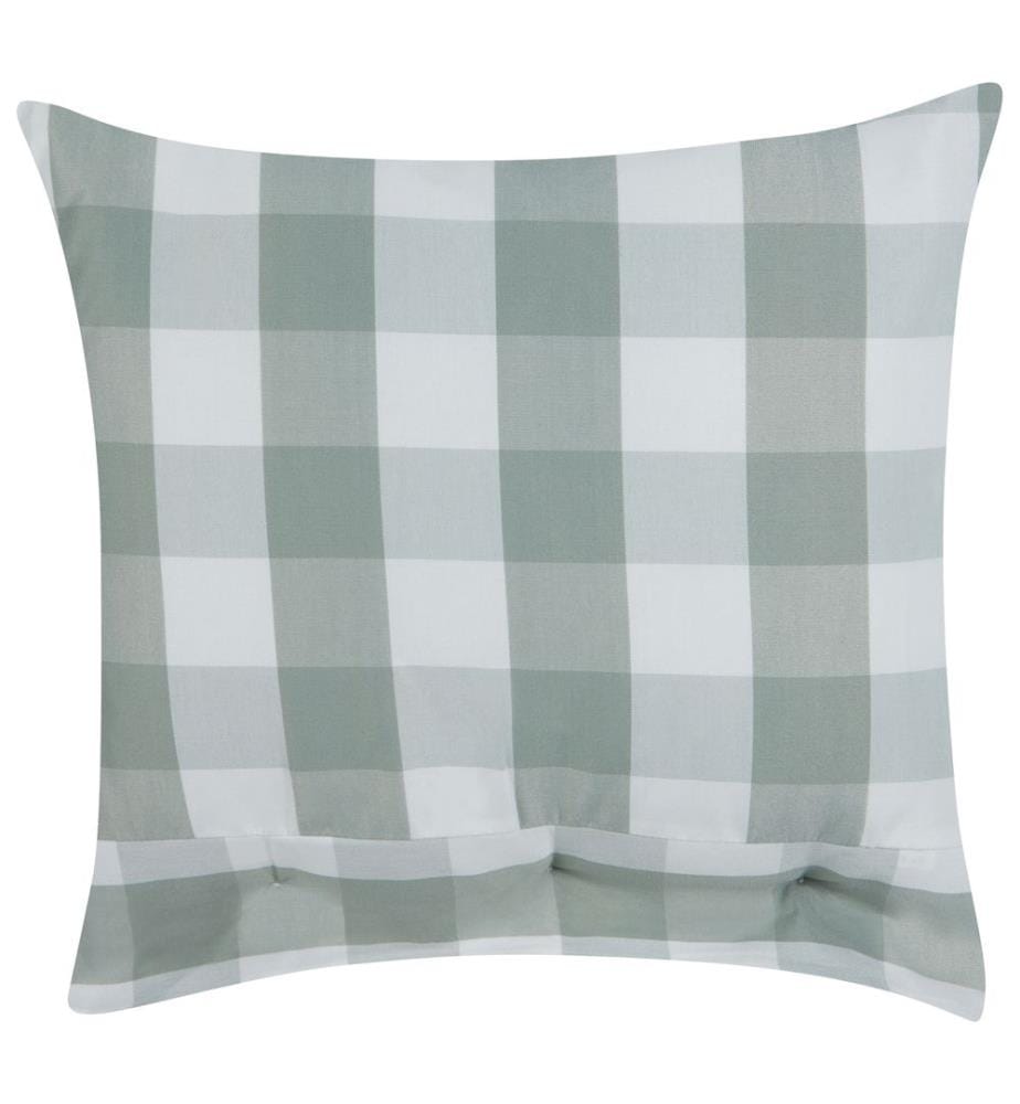 Dekokissen 2er Set Mintgrün / Weiss Karomuster 45 x 45 cm Quadratisch mit Knöpfen für Wohnzimmer Schlafzimmer Sofa Sessel Bett