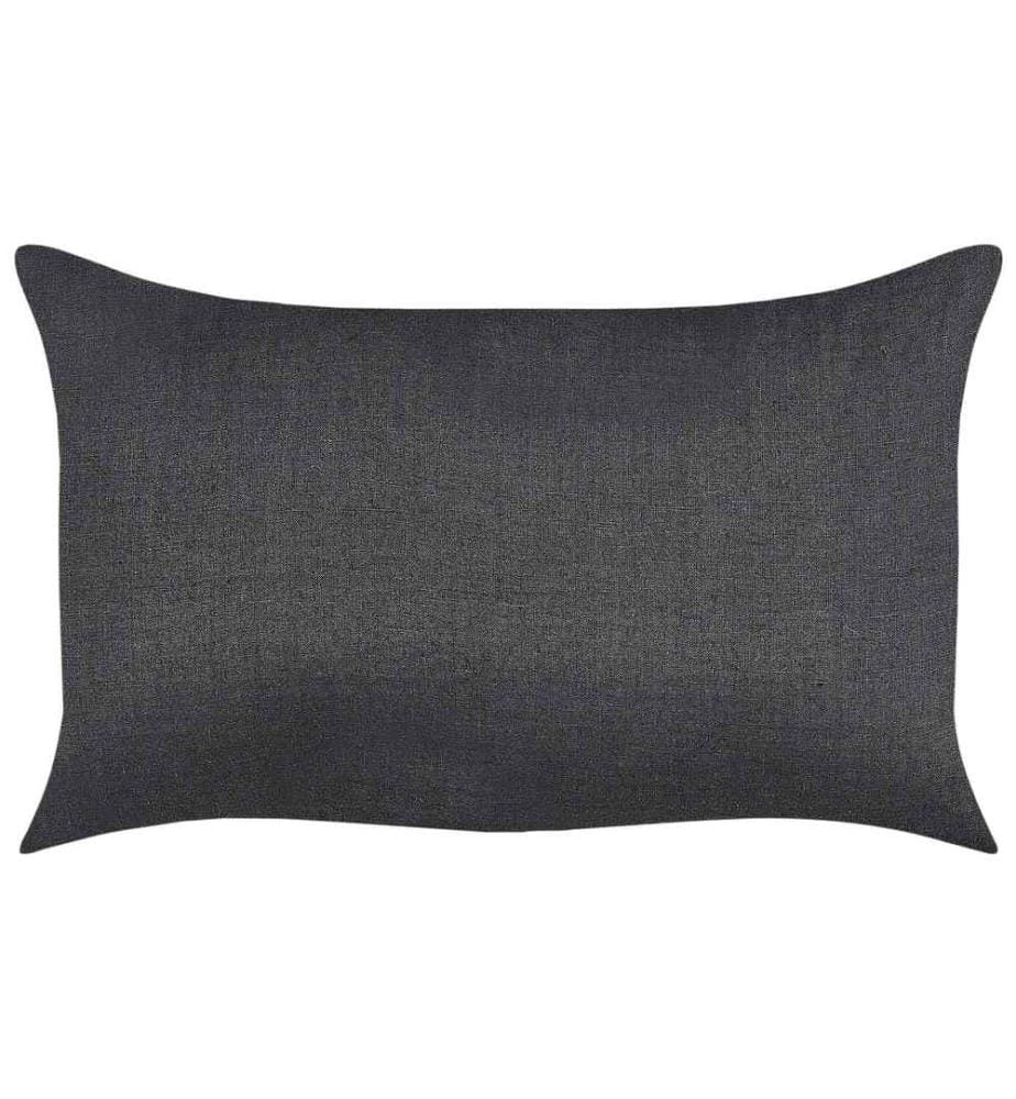 Lot de 2 coussins décoratifs noirs avec boutons en bois 30 x 50 cm Rectangulaire Housse amovible pour salon chambre canapé fauteuil lit