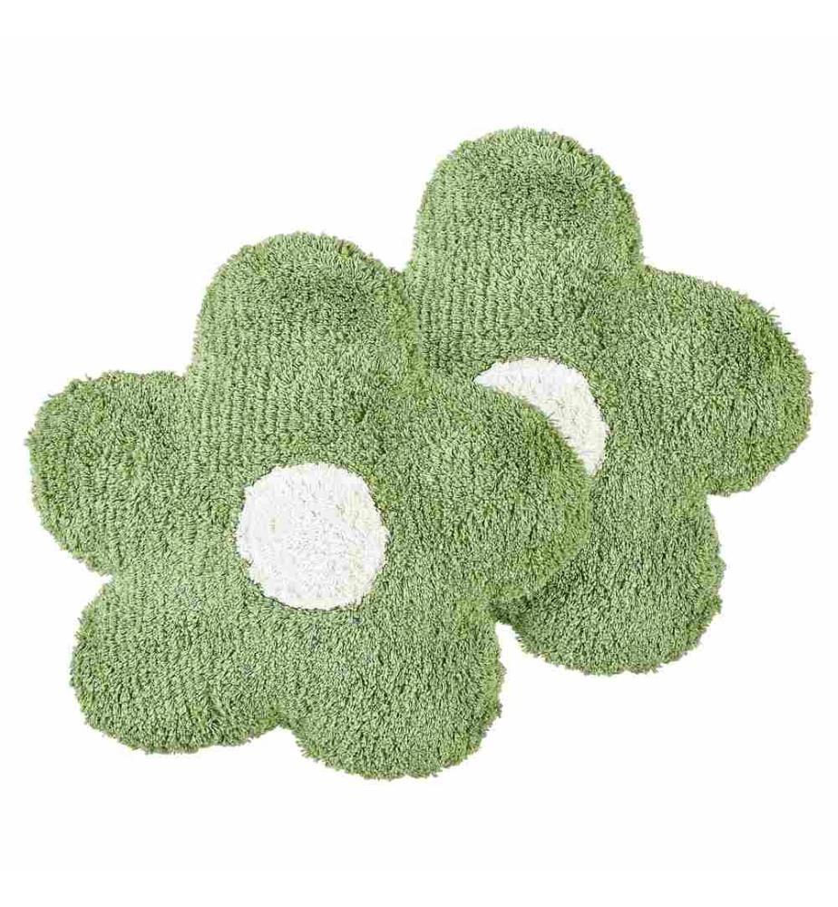 Dekokissen 2er Set aus Baumwolle Grün Blumenform 30 x 30 cm für Kinderzimmer Wohnaccessoires Dekoration für Kinder