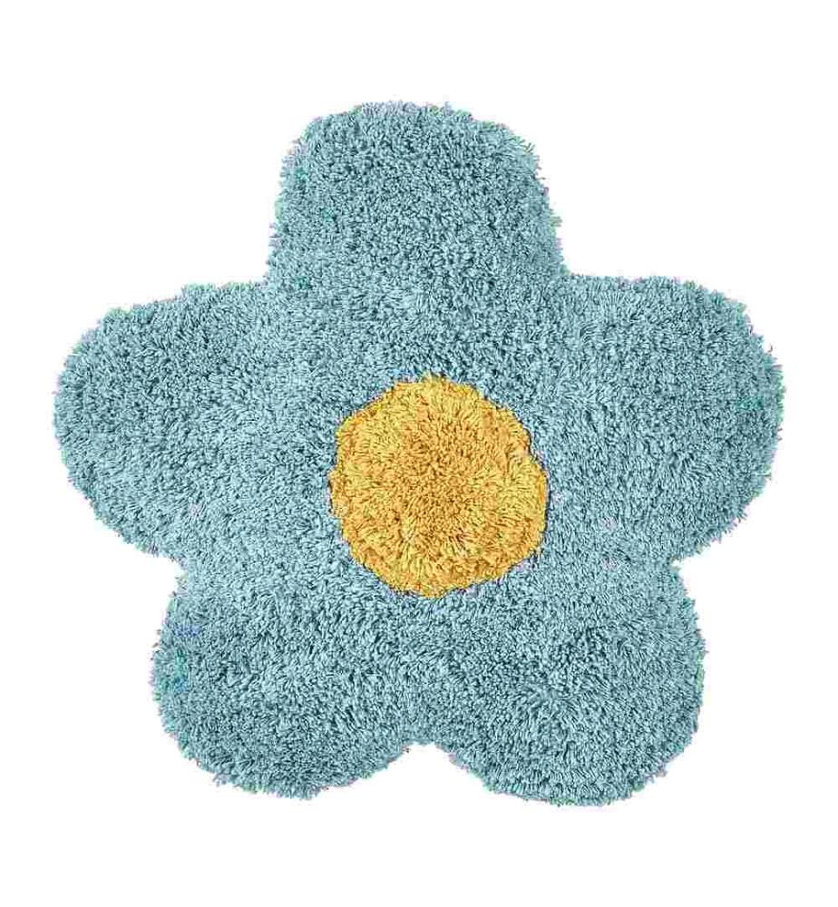 Dekokissen 2er Set aus Baumwolle Blau Blumenform 30 x 30 cm für Kinderzimmer Wohnaccessoires Dekoration für Kinder