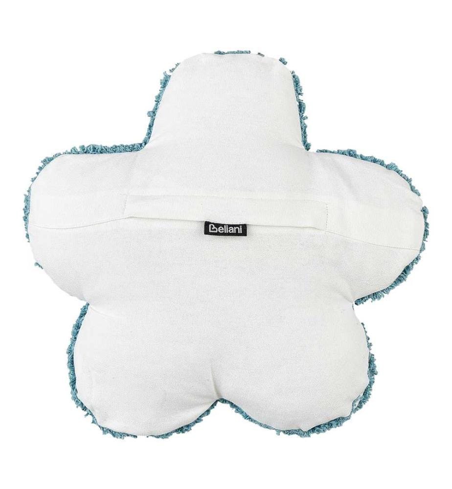 Dekokissen 2er Set aus Baumwolle Blau Blumenform 30 x 30 cm für Kinderzimmer Wohnaccessoires Dekoration für Kinder