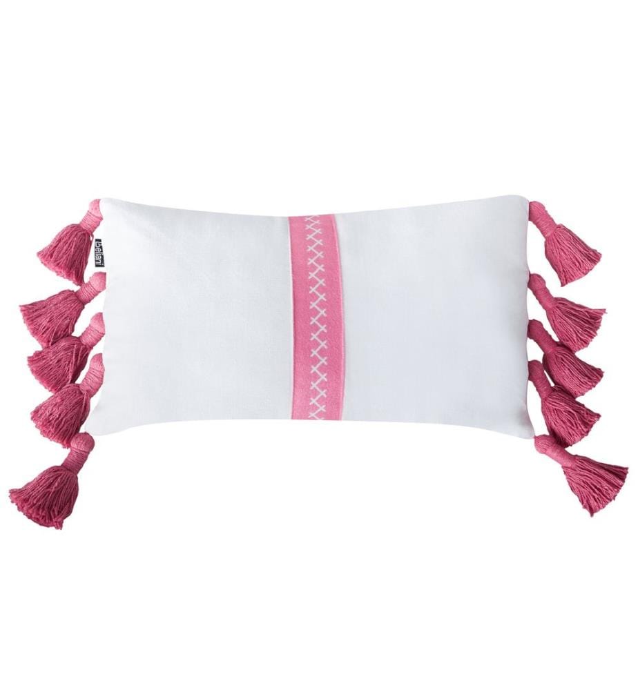 Dekokissen 2er Set Rosa u. Weiss aus Baumwolle 30 x 50 cm Rechteckig Abnehmbarer Bezug für Jugendzimmer Kinderzimmer Wohnzimmer Schlafzimmer