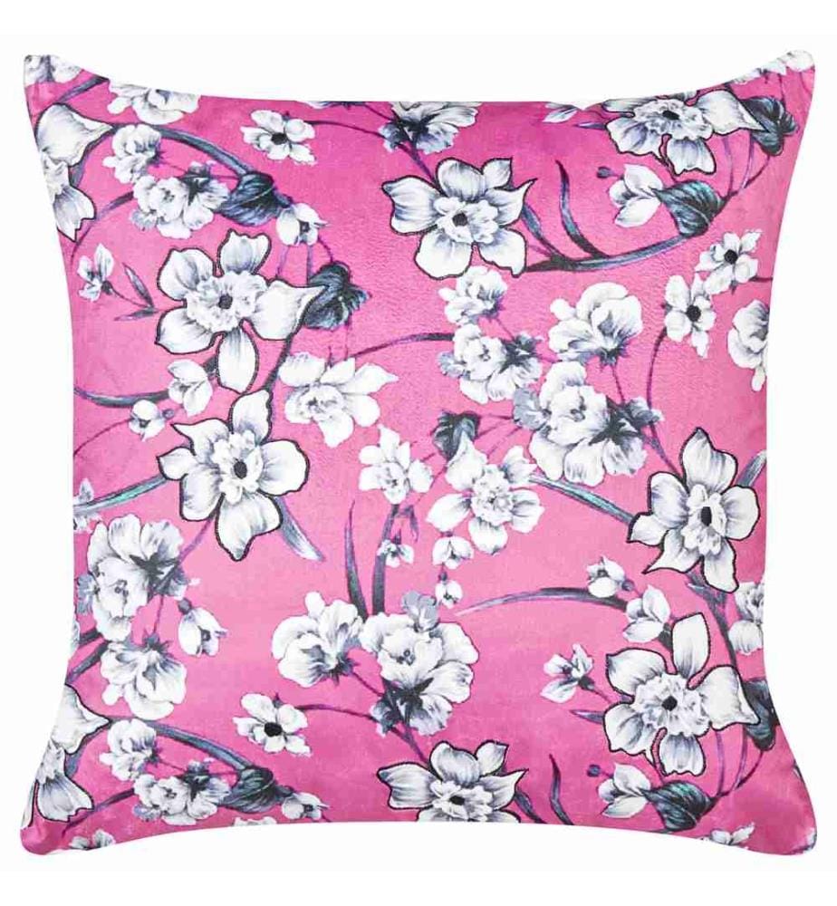 Set de Coussins Décoratifs Rose en Velours 45 x 45 cm avec Motif Floral Déhoussables Décoration Moderne Accessoires