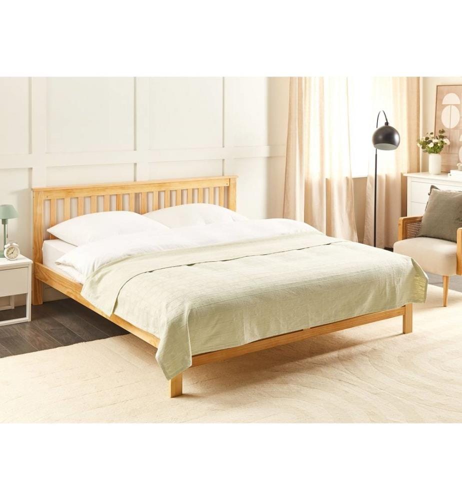 Couvre-Lit Plaid Décoratif Beige en Coton 150 x 200 Motif Chambre à Coucher Salon