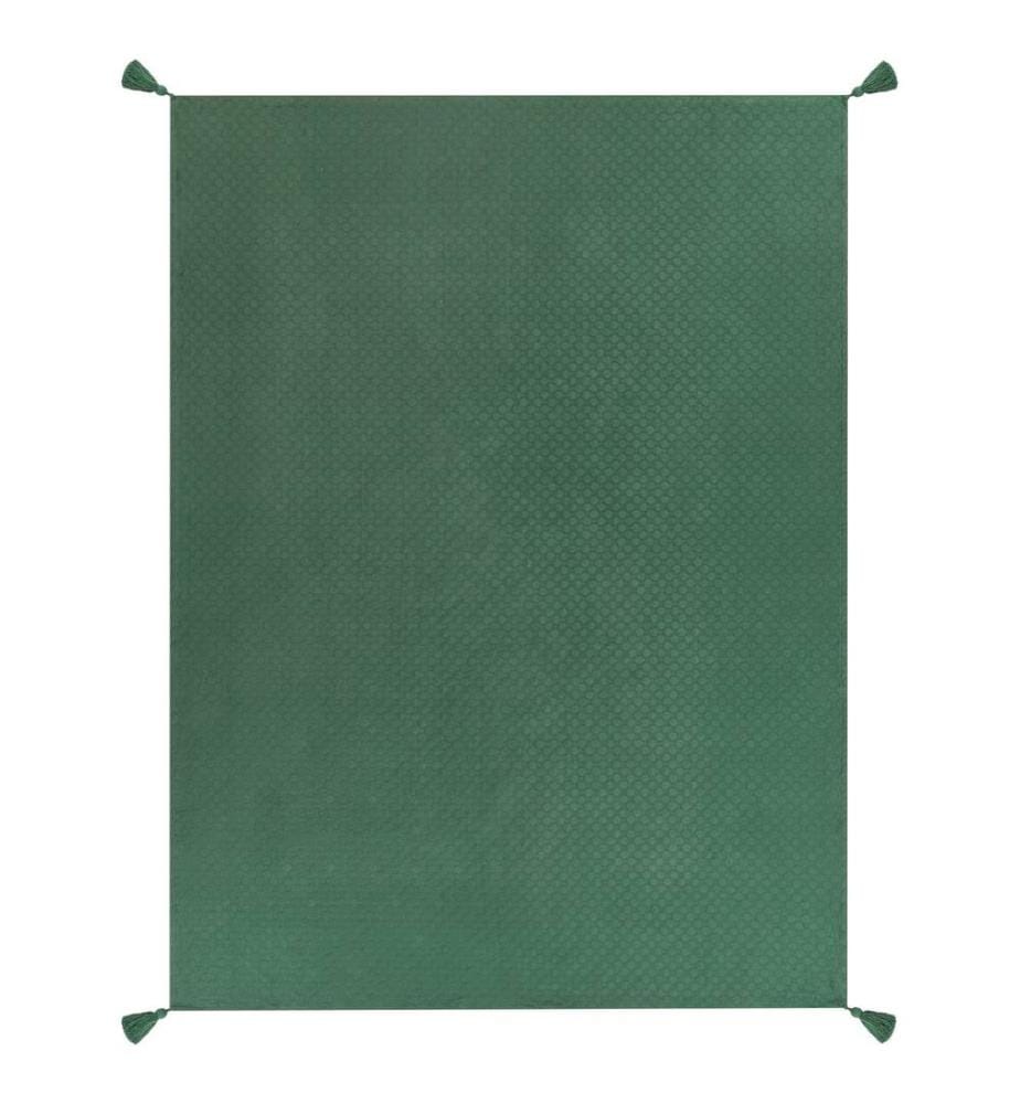 Couvre-lit Vert en Coton 150 x 200 cm Pompons Décoratifs Literie Chambre à Coucher