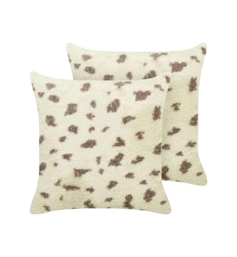 Lot de 2 Coussins Décoratifs en Fourrure Synthétique Texturé Gris 45 x 45 cm Housse Amovible Très Doux pour Chambre ou Salon