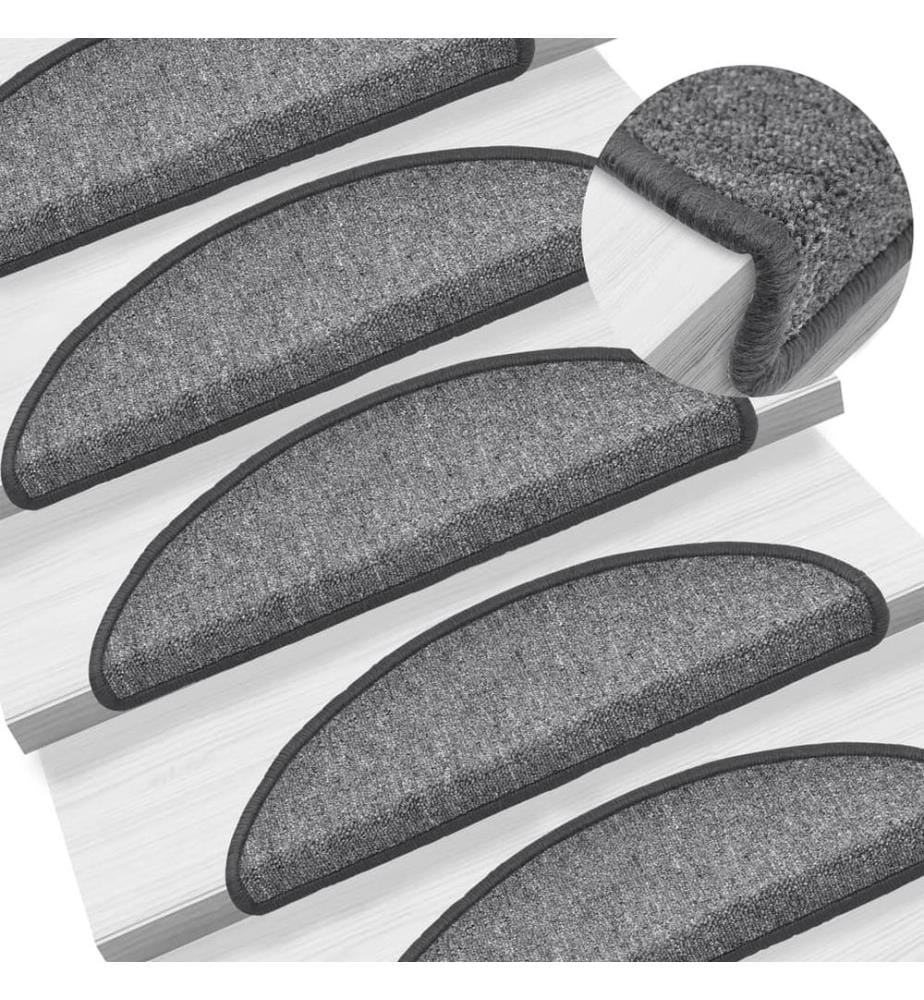 Stufenmatten 15 Stk. 56x17x3 cm Dunkelgrau Halbrund