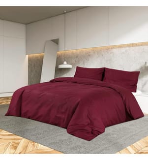 Bettwäsche-Set Bordeauxrot 200x220 cm Baumwolle