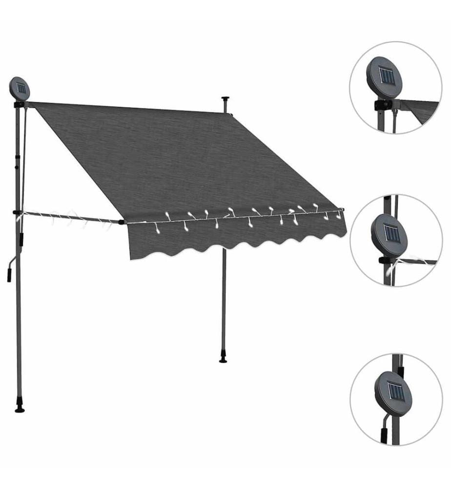 Auvent manuel rétractable avec LED 100 cm Anthracite