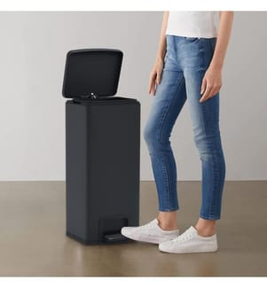 Mülleimer mit Pedal Anti-Fingerabdruck 30 L Schwarz Edelstahl