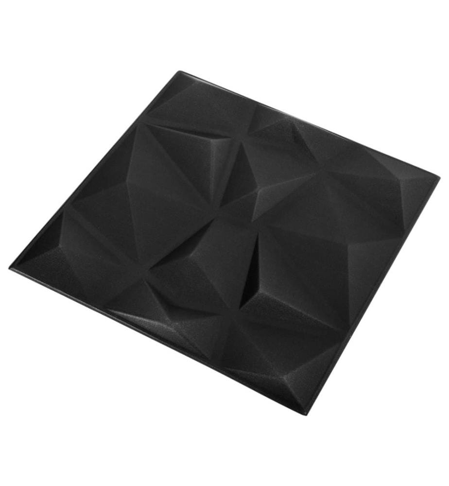 3D-Wandpaneele 24 Stk. 50x50 cm Diamant Schwarz 6 m²